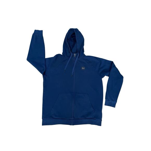 EUC Under Armour Men's Fleece Full-zip Hoodie, Navy Blue, Sz Large-Casual Active - Picture 1 of 11